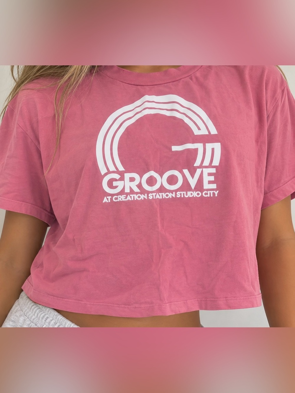 Groove Rose Pink Logo Cropped Tee